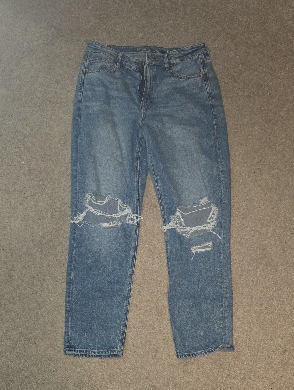 American Eagle Outfitters Blue Distressed Strigid Mom Jeans